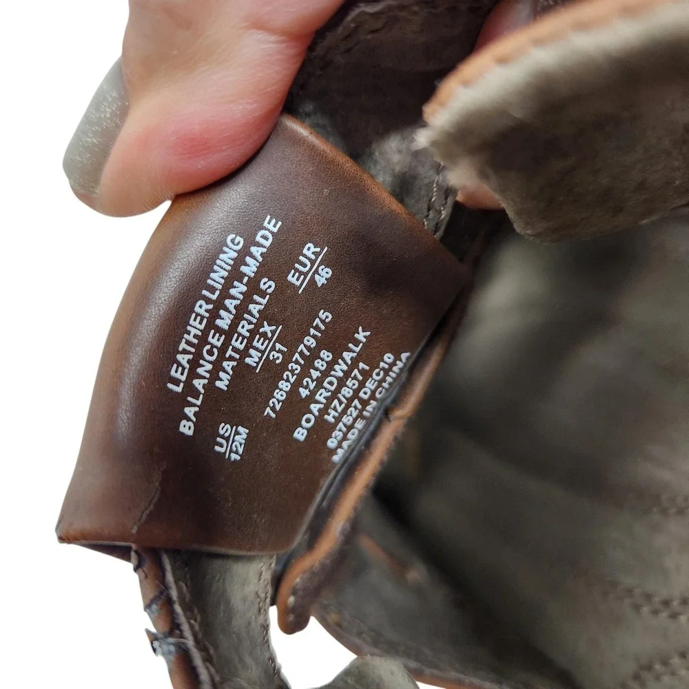 GBX Boardwalk Sandals Mens 12W Brown Fisherman Hook Loop Slip On Leather Lining